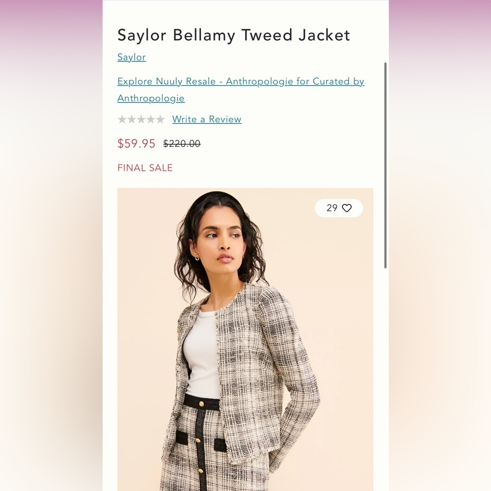 Saylor Tweed Jacket - Black and White